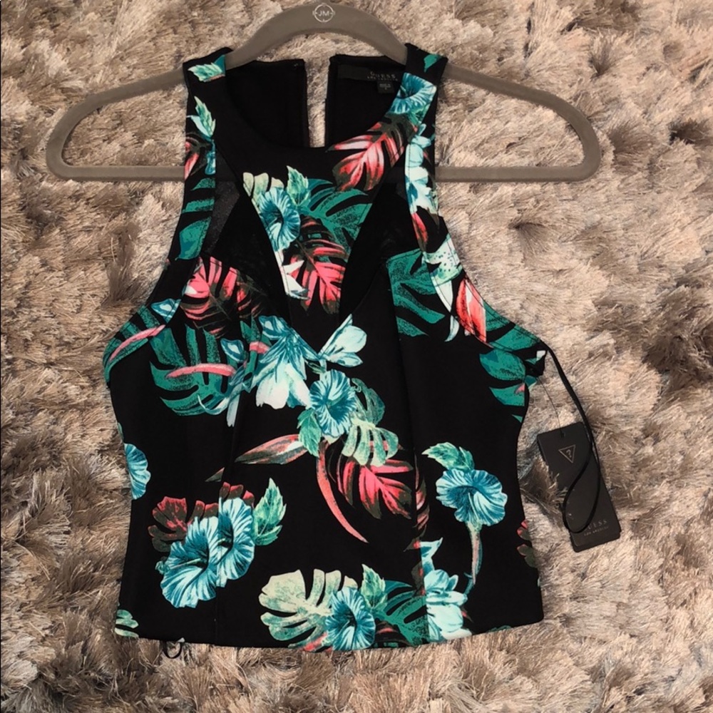 Guess Mesh Insert Racerback Top